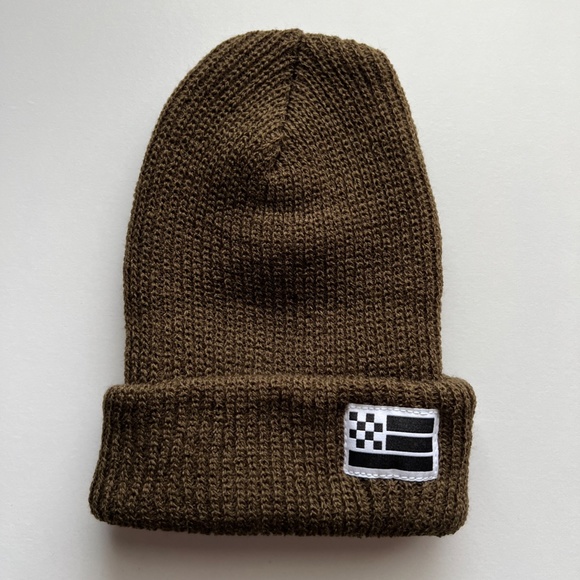 Fast Things - Olive/White, Flag Cuff Beanie - Picture 1 of 1